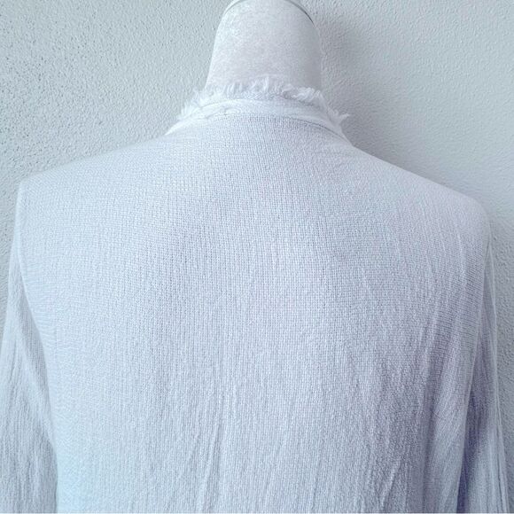Open Front Cardigan 100% Linen White Lightweight Jacket SZ M - Picture 7 of 11